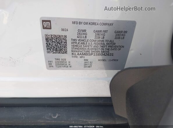 KL4AMBSP1SB042631 2025 BUICK ENCORE White Widok komory silnika