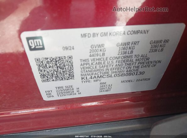 KL4AMCSL0SB080130 2025 BUICK ENCORE Red Widok komory silnika