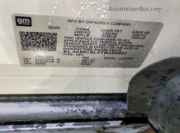 KL4AMCSL0TB188961 2026 BUICK ENCORE White Սալոնի 360 աստիճան տեսք