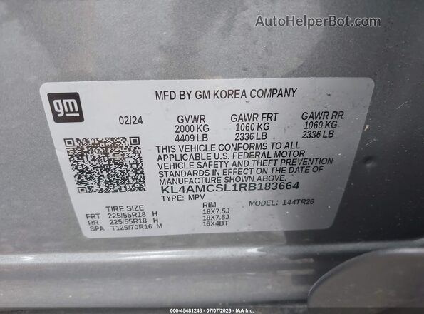 KL4AMCSL1RB183664 2024 BUICK ENCORE Gray Շարժիչի բաժամունքի տեսք