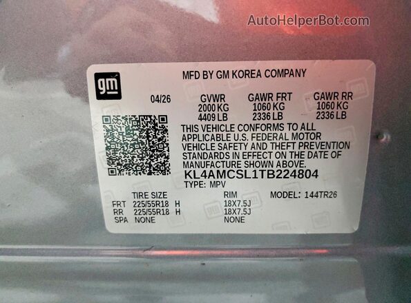 KL4AMCSL1TB224804 2026 BUICK ENCORE Gray Панорамний вид салону 360°