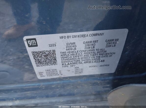 KL4AMCSL4RB141148 2024 BUICK ENCORE Blue Engine compartment view