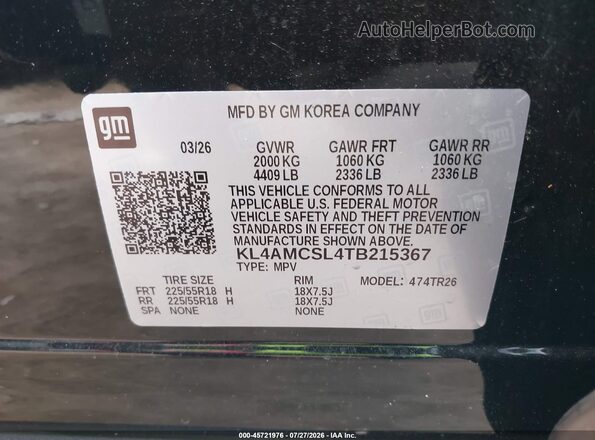 KL4AMCSL4TB215367 2026 BUICK ENCORE Black Vista del compartimento del motor