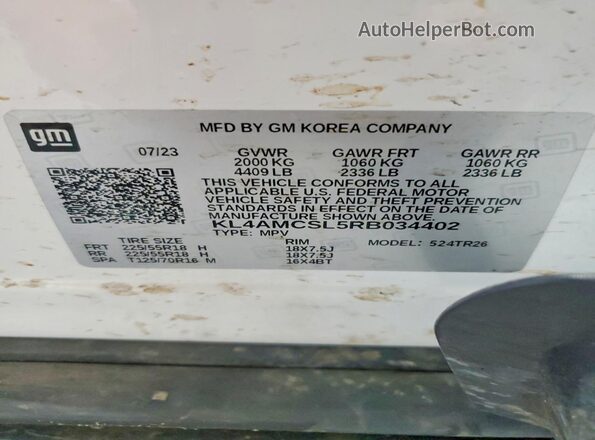 KL4AMCSL5RB034402 2024 BUICK ENCORE White Vista del compartimento del motor