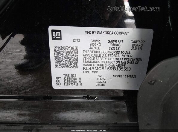 KL4AMCSL5RB135553 2024 BUICK ENCORE Black ძრავის განყოფილების ხედი