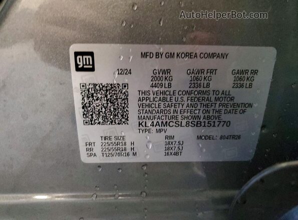 KL4AMCSL8SB151770 2025 BUICK ENCORE Gray Widok wnętrza 360 stopni