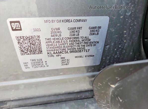 KL4AMCSL9RB087717 2024 BUICK ENCORE Серый Вид наклейки с VIN-кодом