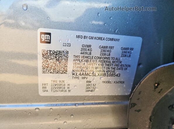 KL4AMCSLXRB108543 2024 BUICK ENCORE Gray Вид наклейки з VIN-кодом