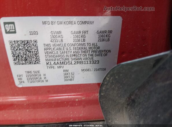 KL4AMDSL2RB113323 2024 BUICK ENCORE Orange Vista del compartimento del motor