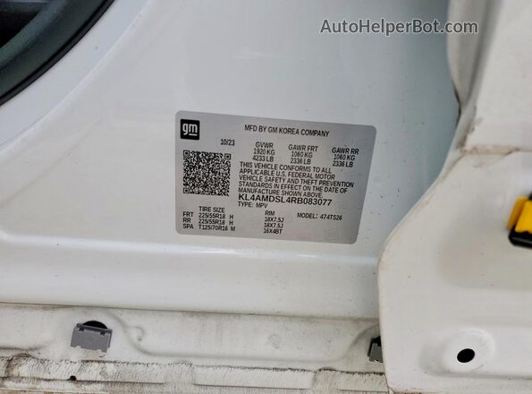KL4AMDSL4RB083077 2024 BUICK ENCORE White ძრავის განყოფილების ხედი
