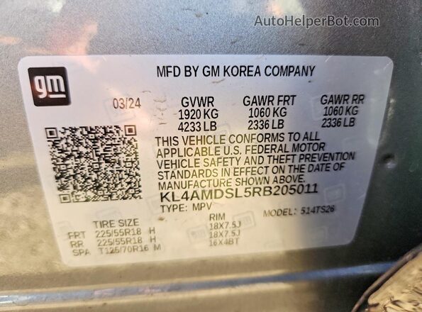 KL4AMDSL5RB205011 2024 BUICK ENCORE Gray სალონის 360-გრადუსიანი ხედი