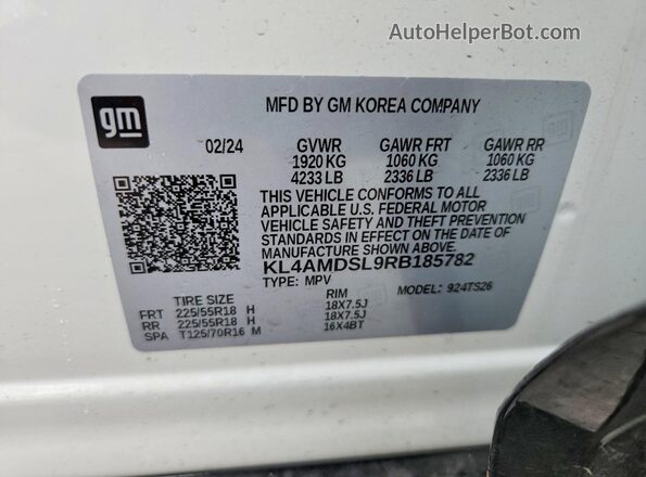 KL4AMDSL9RB185782 2024 BUICK ENCORE Белый Панорамный вид салона 360°