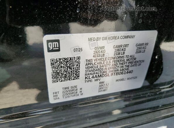KL4AMDSL9TB061440 2026 BUICK ENCORE Black Вид наклейки з VIN-кодом