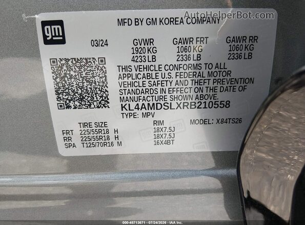 KL4AMDSLXRB210558 2024 BUICK ENCORE Gray Շարժիչի բաժամունքի տեսք