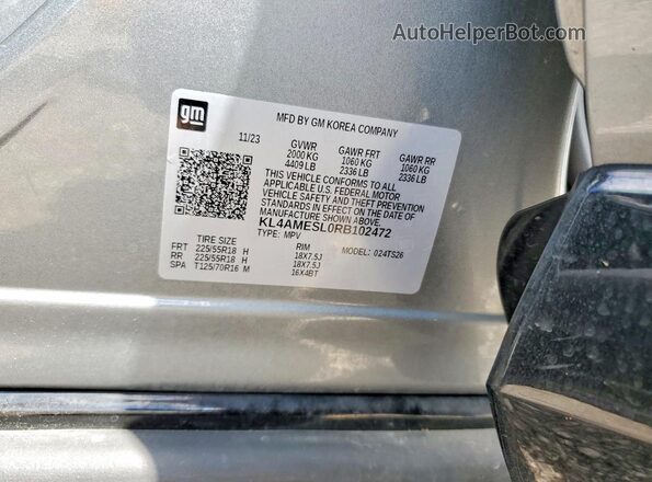 KL4AMESL0RB102472 2024 BUICK ENCORE Gray VIN კოდის სტიკერის ხედი