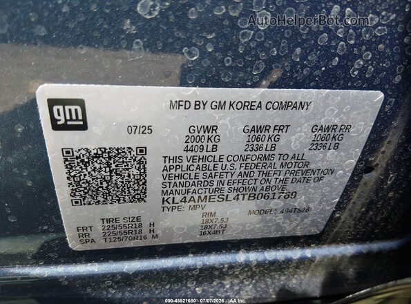 KL4AMESL4TB061769 2026 BUICK ENCORE Синий Вид подкапотного пространства