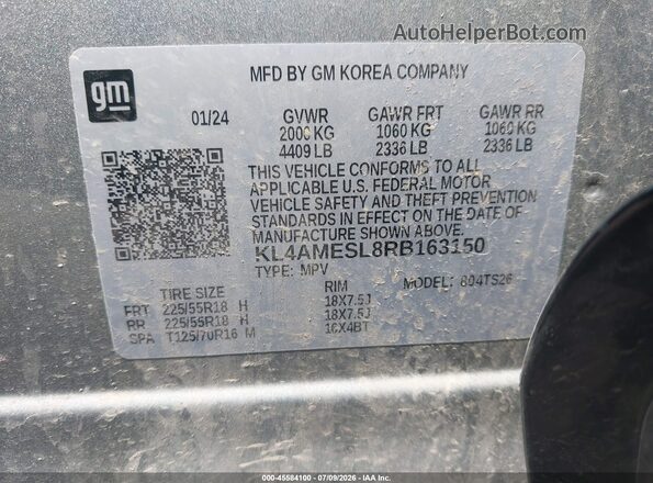KL4AMESL8RB163150 2024 BUICK ENCORE Gray Widok komory silnika