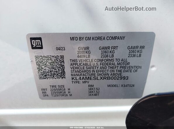 KL4AMESLXRB002993 2024 BUICK ENCORE White Widok komory silnika