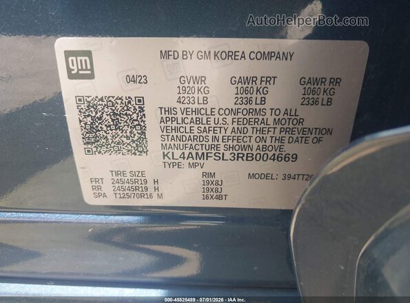 KL4AMFSL3RB004669 2024 BUICK ENCORE Blue Շարժիչի բաժամունքի տեսք