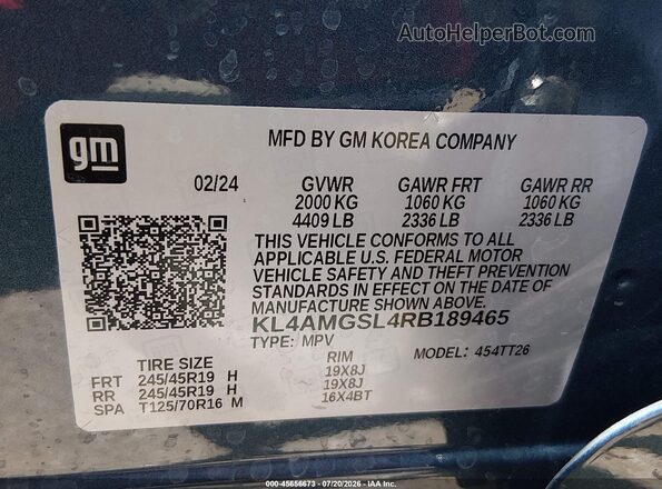 KL4AMGSL4RB189465 2024 BUICK ENCORE Blue Շարժիչի բաժամունքի տեսք
