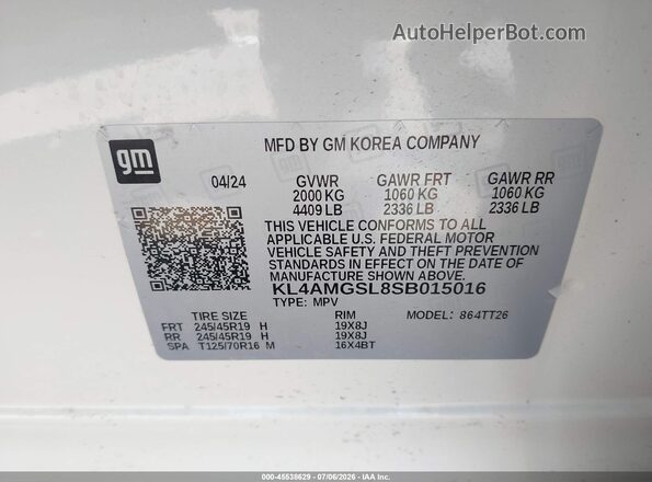 KL4AMGSL8SB015016 2025 BUICK ENCORE White Вид підкапотного простору