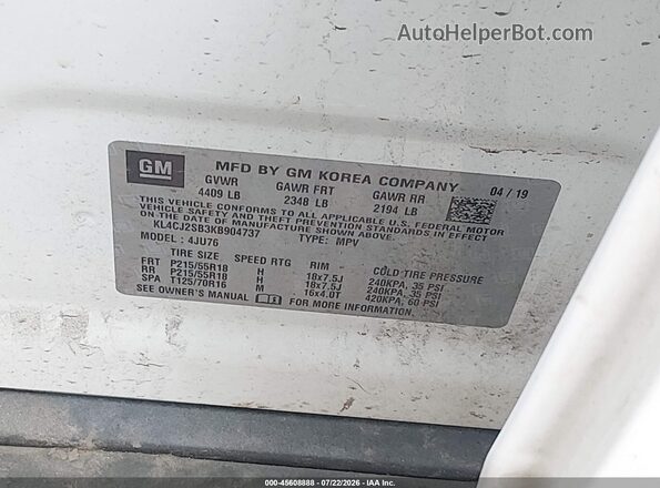 KL4CJ2SB3KB904737 2019 BUICK ENCORE White Widok komory silnika