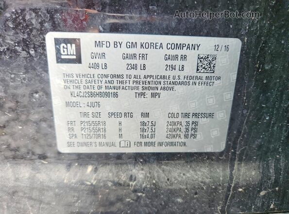 KL4CJ2SB6HB090186 2017 BUICK ENCORE Black Вид наклейки з VIN-кодом