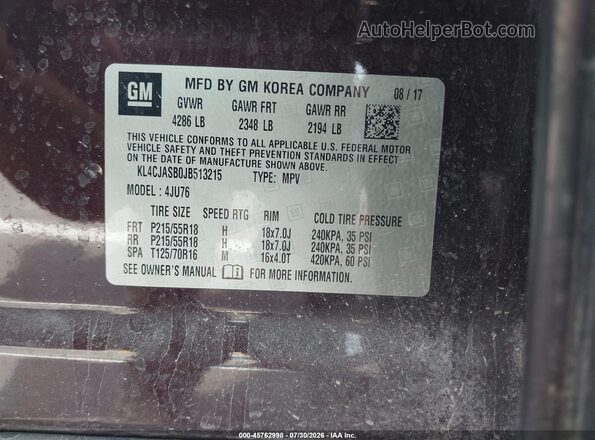 KL4CJASB0JB513215 2018 BUICK ENCORE Бордовый Вид подкапотного пространства