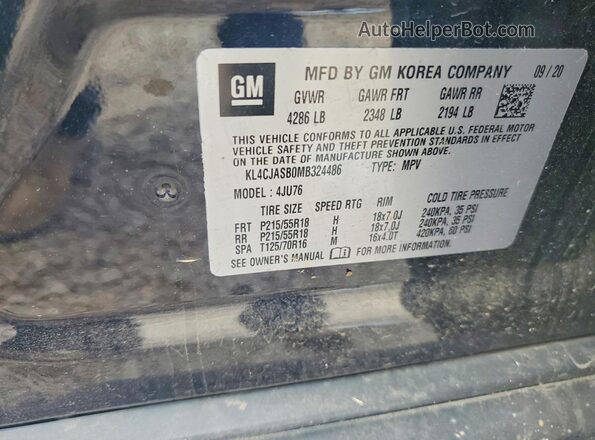KL4CJASB0MB324486 2021 BUICK ENCORE Black Շարժիչի բաժամունքի տեսք