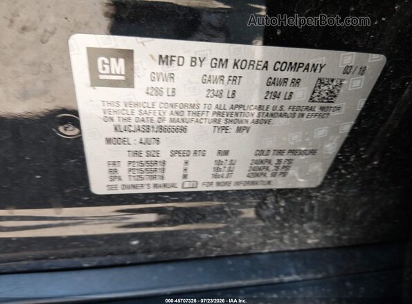 KL4CJASB1JB665696 2018 BUICK ENCORE Черный Вид подкапотного пространства