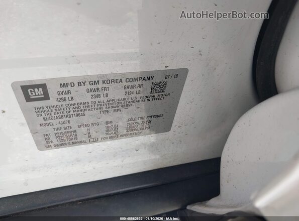 KL4CJASB1KB719645 2019 BUICK ENCORE Белый Вид подкапотного пространства