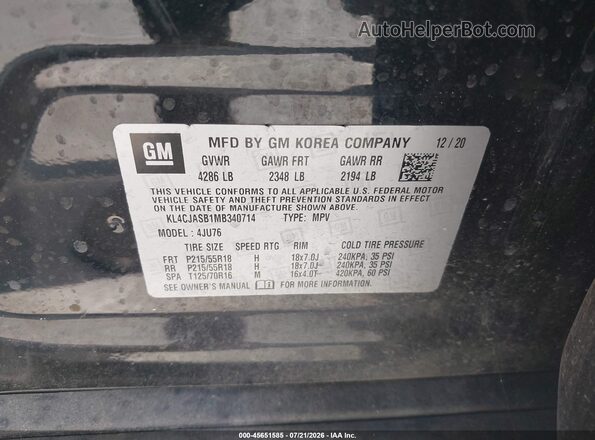 KL4CJASB1MB340714 2021 BUICK ENCORE Черный Вид подкапотного пространства