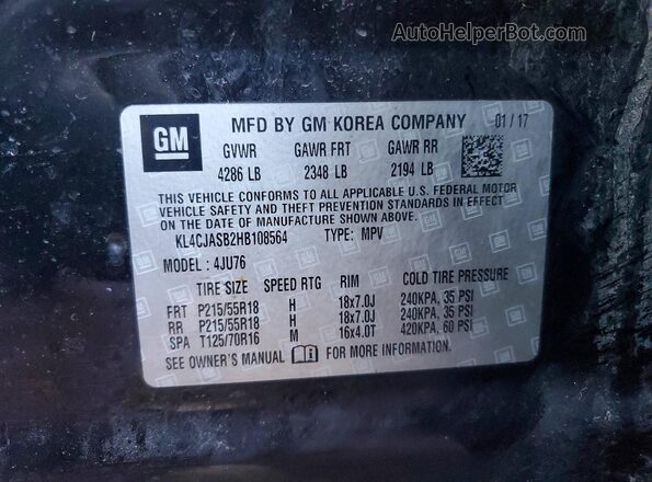 KL4CJASB2HB108564 2017 BUICK ENCORE Black Շարժիչի բաժամունքի տեսք