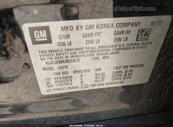 KL4CJASB4JB553670 2018 BUICK ENCORE Black Engine compartment view