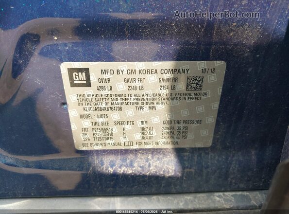 KL4CJASB4KB764708 2019 BUICK ENCORE Gray Շարժիչի բաժամունքի տեսք