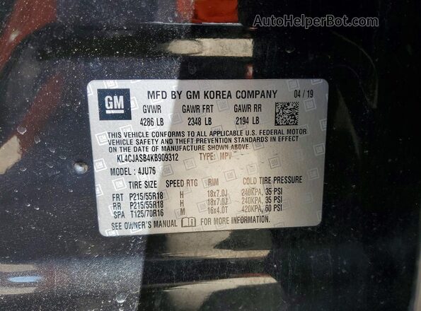 KL4CJASB4KB909312 2019 BUICK ENCORE Black Вид підкапотного простору