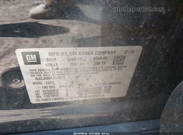 KL4CJASB4LB016073 2020 BUICK ENCORE Черный Вид подкапотного пространства