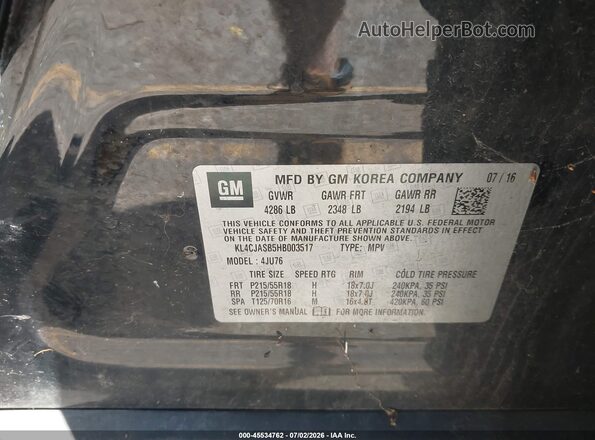 KL4CJASB5HB003517 2017 BUICK ENCORE Black ძრავის განყოფილების ხედი