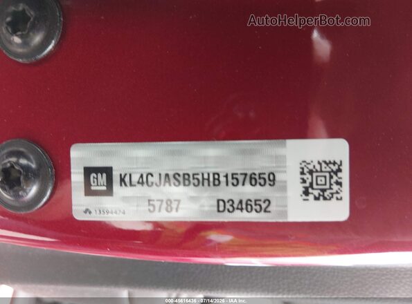 KL4CJASB5HB157659 2017 BUICK ENCORE Red Vista del cuadro de instrumentos