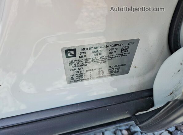 KL4CJASB5KB725173 2019 BUICK ENCORE White Vista del compartimento del motor