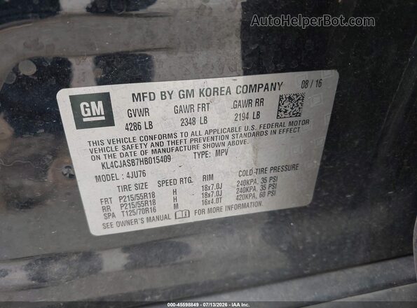 KL4CJASB7HB015409 2017 BUICK ENCORE Black Շարժիչի բաժամունքի տեսք