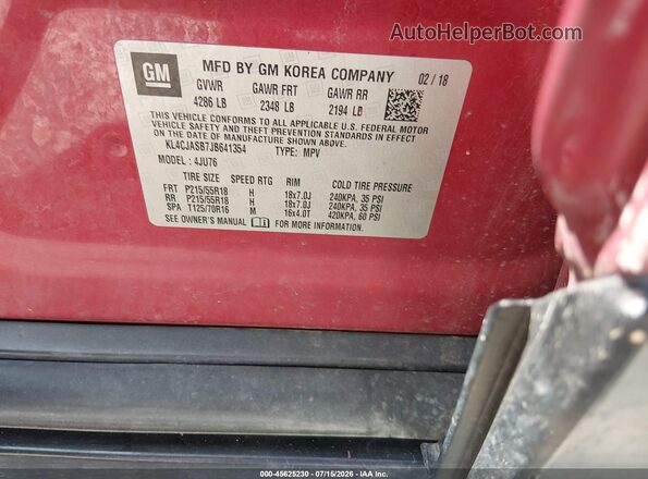 KL4CJASB7JB641354 2018 BUICK ENCORE Maroon Widok komory silnika
