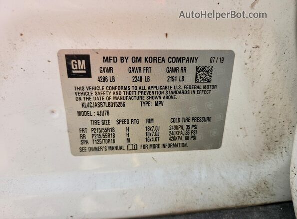 KL4CJASB7LB015256 2020 BUICK ENCORE White Vista del compartimento del motor