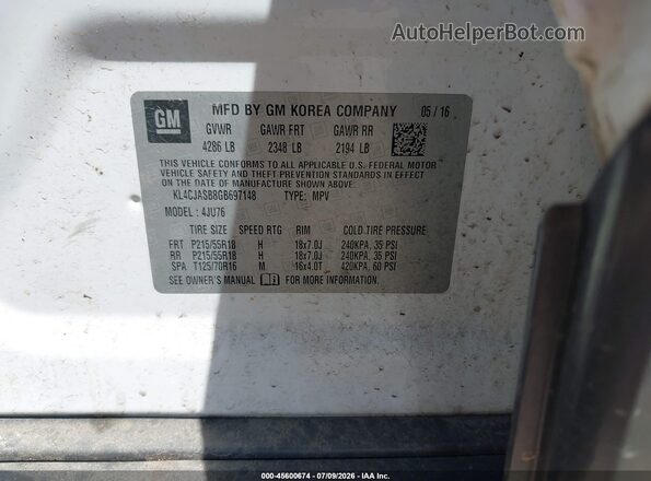 KL4CJASB8GB697148 2016 BUICK ENCORE White Widok komory silnika