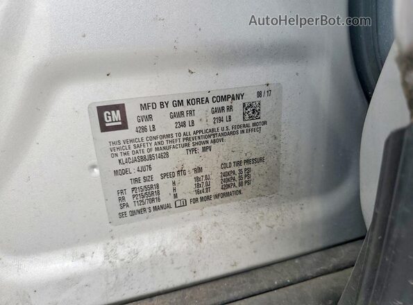 KL4CJASB8JB514628 2018 BUICK ENCORE Silver Շարժիչի բաժամունքի տեսք