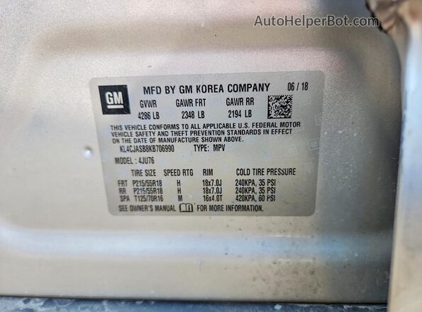 KL4CJASB8KB706990 2019 BUICK ENCORE Серый Вид подкапотного пространства