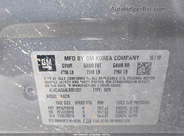 KL4CJASB8LB051201 2020 BUICK ENCORE Gray Widok komory silnika