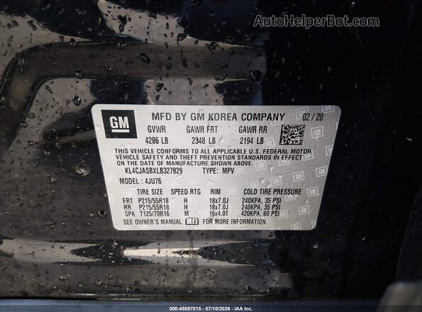 KL4CJASBXLB327829 2020 BUICK ENCORE Черный Вид подкапотного пространства