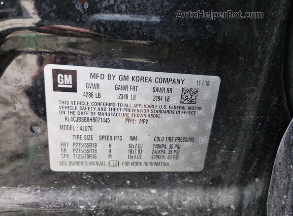 KL4CJBSB8HB071445 2017 BUICK ENCORE Black ძრავის განყოფილების ხედი