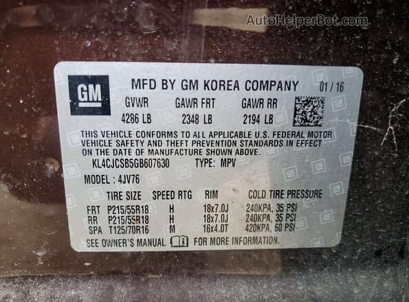 KL4CJCSB5GB607630 2016 BUICK ENCORE Brown Շարժիչի բաժամունքի տեսք